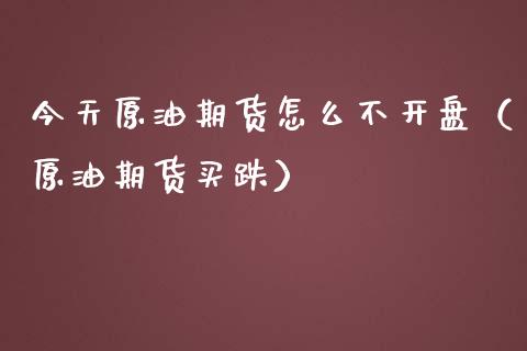 今天原油期货怎么不开盘（原油期货买跌）_https://www.kuaijiepai.net_国际期货_第1张