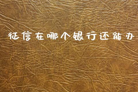 征信在哪个银行还能办_https://www.kuaijiepai.net_股票理论_第1张