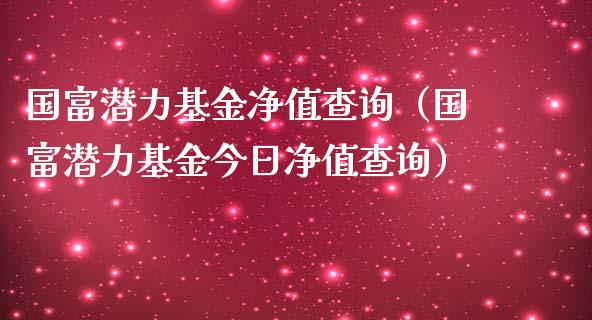 国富潜力基金净值查询（国富潜力基金今日净值查询）_https://www.kuaijiepai.net_投资理财_第1张