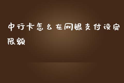 中行卡怎么在网银支付设定限额_https://www.kuaijiepai.net_国际股建_第1张