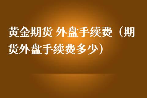 黄金期货 外盘手续费（期货外盘手续费多少）_https://www.kuaijiepai.net_期货资讯_第1张