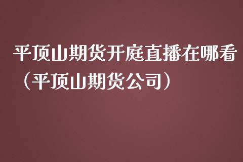 平顶山期货开庭直播在哪看（平顶山期货公司）_https://www.kuaijiepai.net_期货在线_第1张