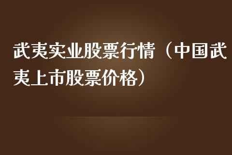 武夷实业股票行情（中国武夷上市股票价格）_https://www.kuaijiepai.net_新股新闻_第1张