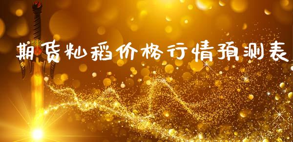 期货籼稻价格行情预测表_https://www.kuaijiepai.net_国际期货_第1张