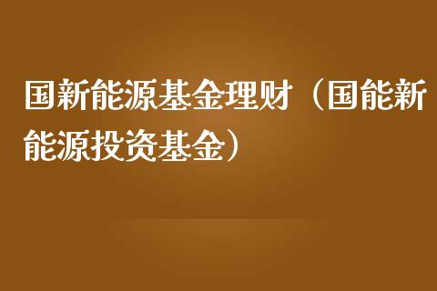国新能源基金理财（国能新能源投资基金）_https://www.kuaijiepai.net_期货理财_第1张