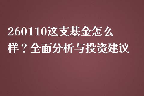 260110这支基金怎么样？全面分析与投资建议_https://www.kuaijiepai.net_股票理论_第1张