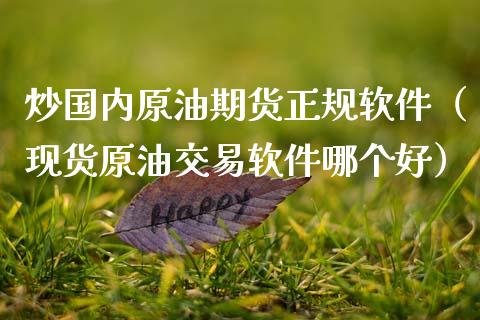 炒国内原油期货正规软件（现货原油交易软件哪个好）_https://www.kuaijiepai.net_期货资讯_第1张