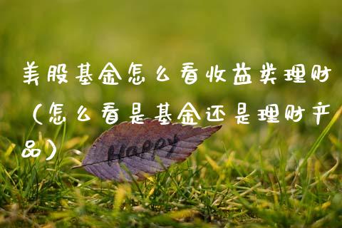 美股基金怎么看收益类理财（怎么看是基金还是理财产品）_https://www.kuaijiepai.net_投资理财_第1张