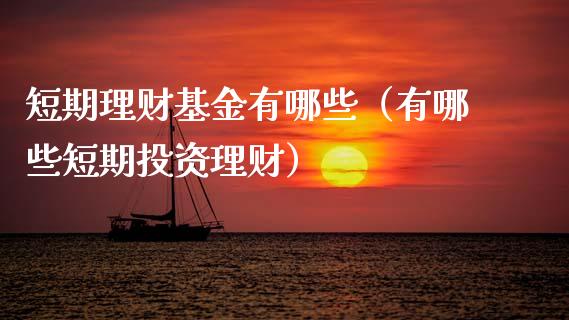 短期理财基金有哪些（有哪些短期投资理财）_https://www.kuaijiepai.net_期货理财_第1张