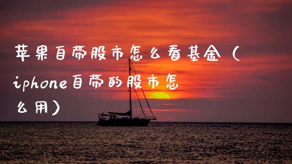 苹果自带股市怎么看基金（iphone自带的股市怎么用）_https://www.kuaijiepai.net_投资理财_第1张