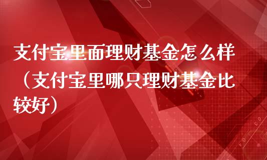 支付宝里面理财基金怎么样（支付宝里哪只理财基金比较好）_https://www.kuaijiepai.net_投资理财_第1张