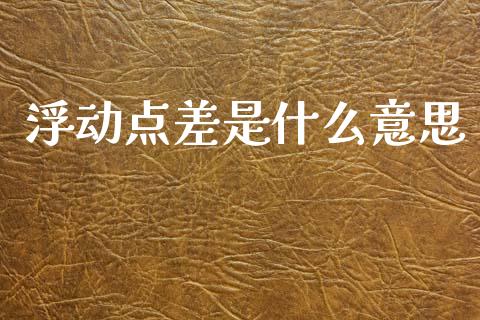浮动点差是什么意思_https://www.kuaijiepai.net_股票理论_第1张