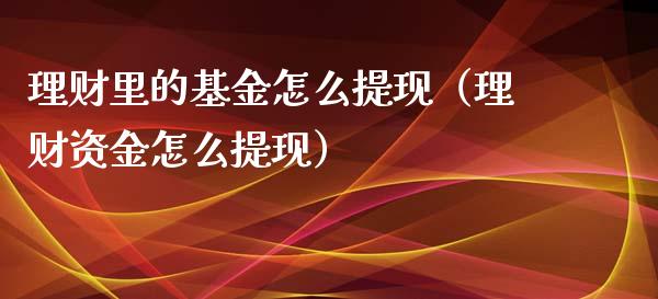 理财里的基金怎么提现（理财资金怎么提现）_https://www.kuaijiepai.net_投资理财_第1张