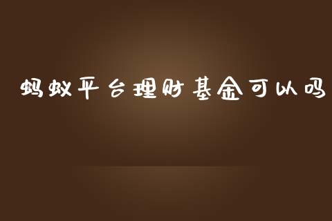 蚂蚁平台理财基金可以吗_https://www.kuaijiepai.net_期货理财_第1张