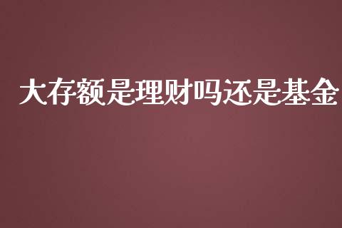 大存额是理财吗还是基金_https://www.kuaijiepai.net_期货理财_第1张
