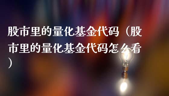股市里的量化基金代码（股市里的量化基金代码怎么看）_https://www.kuaijiepai.net_投资理财_第1张