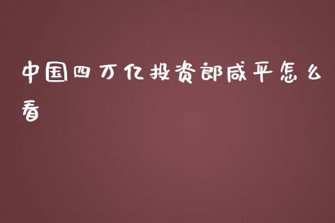 中国四万亿投资郎咸平怎么看_https://www.kuaijiepai.net_国际股建_第1张
