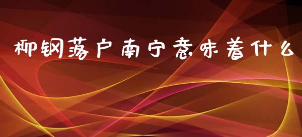 柳钢落户南宁意味着什么_https://www.kuaijiepai.net_投资理财_第1张