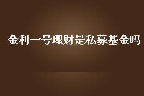 金利一号理财是私募基金吗_https://www.kuaijiepai.net_期货理财_第1张