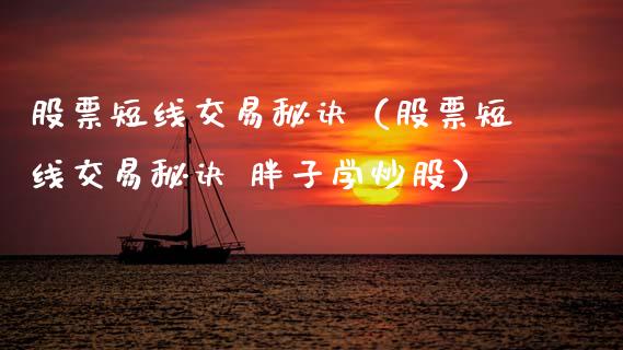 股票短线交易秘诀（股票短线交易秘诀 胖子学炒股）_https://www.kuaijiepai.net_新股新闻_第1张