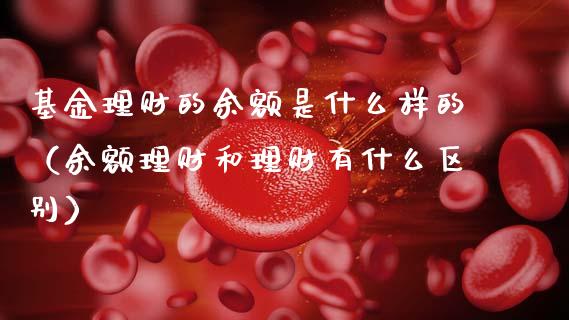基金理财的余额是什么样的（余额理财和理财有什么区别）_https://www.kuaijiepai.net_投资理财_第1张