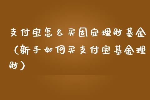 支付宝怎么买固定理财基金（新手如何买支付宝基金理财）_https://www.kuaijiepai.net_投资理财_第1张