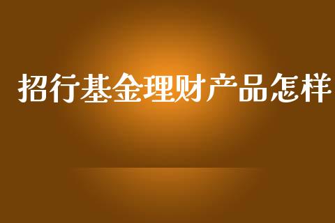 招行基金理财产品怎样_https://www.kuaijiepai.net_期货理财_第1张