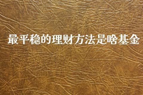 最平稳的理财方法是啥基金_https://www.kuaijiepai.net_投资理财_第1张