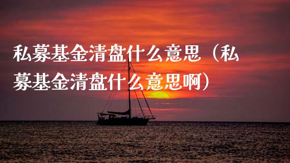 私募基金清盘什么意思（私募基金清盘什么意思啊）_https://www.kuaijiepai.net_期货理财_第1张