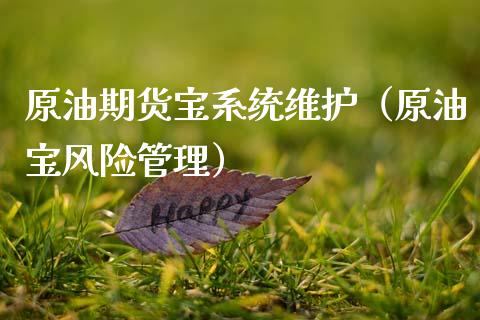 原油期货宝系统维护（原油宝风险管理）_https://www.kuaijiepai.net_国际期货_第1张
