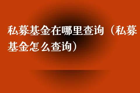私募基金在哪里查询（私募基金怎么查询）_https://www.kuaijiepai.net_期货理财_第1张