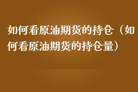 如何看原油期货的持仓（如何看原油期货的持仓量）_https://www.kuaijiepai.net_期货资讯_第1张