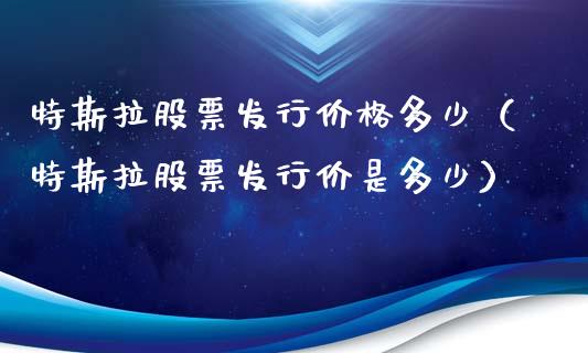 特斯拉股票发行价格多少（特斯拉股票发行价是多少）_https://www.kuaijiepai.net_国际股建_第1张