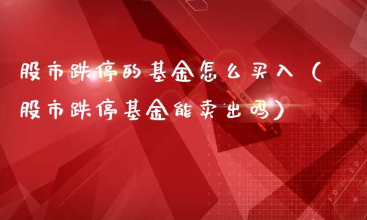股市跌停的基金怎么买入（股市跌停基金能卖出吗）_https://www.kuaijiepai.net_期货理财_第1张