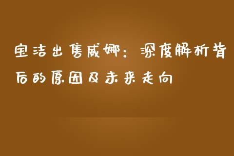 宝洁出售威娜：深度解析背后的原因及未来走向_https://www.kuaijiepai.net_期货理财_第1张