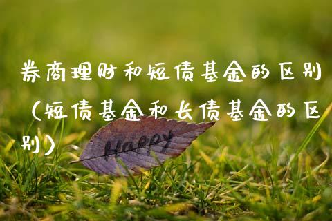 券商理财和短债基金的区别（短债基金和长债基金的区别）_https://www.kuaijiepai.net_投资理财_第1张