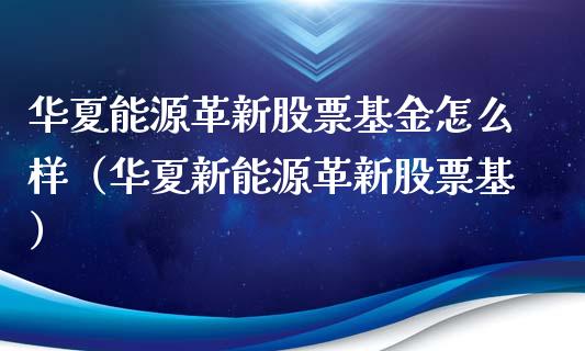 华夏能源革新股票基金怎么样（华夏新能源革新股票基）_https://www.kuaijiepai.net_投资理财_第1张
