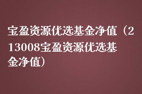 宝盈资源优选基金净值（213008宝盈资源优选基金净值）_https://www.kuaijiepai.net_投资理财_第1张