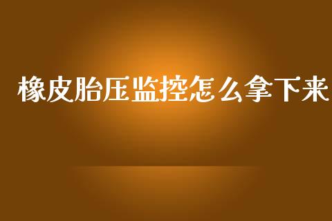 橡皮胎压监控怎么拿下来_https://www.kuaijiepai.net_投资理财_第1张