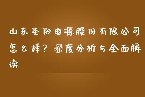 山东圣阳电源股份有限公司怎么样？深度分析与全面解读_https://www.kuaijiepai.net_国际股建_第1张