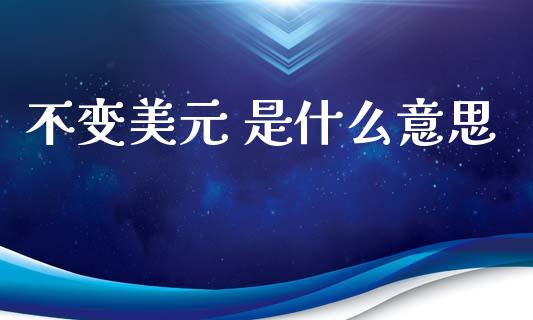不变美元 是什么意思_https://www.kuaijiepai.net_国际期货_第1张