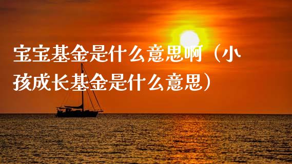 宝宝基金是什么意思啊（小孩成长基金是什么意思）_https://www.kuaijiepai.net_投资理财_第1张
