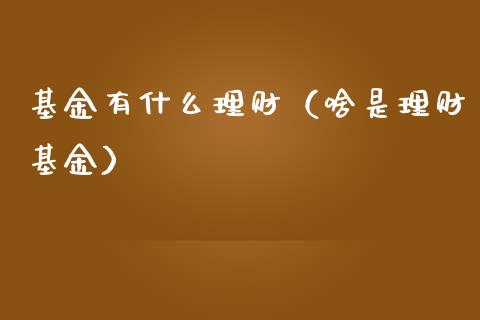 基金有什么理财（啥是理财基金）_https://www.kuaijiepai.net_期货理财_第1张