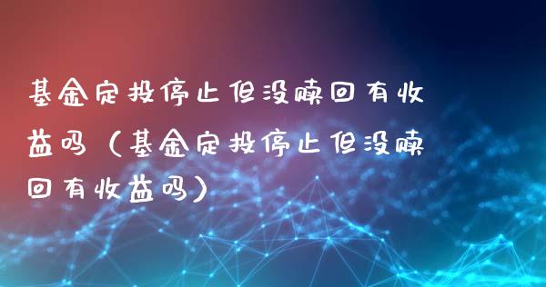 基金定投停止但没赎回有收益吗（基金定投停止但没赎回有收益吗）_https://www.kuaijiepai.net_期货理财_第1张