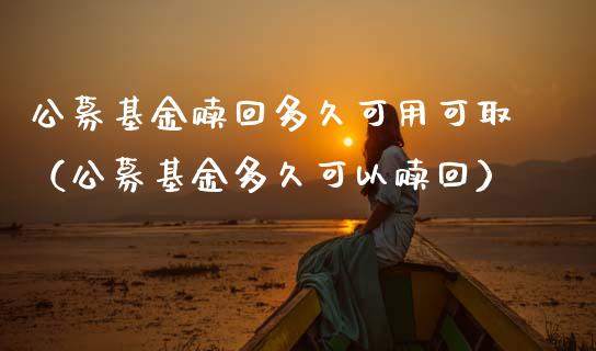 公募基金赎回多久可用可取（公募基金多久可以赎回）_https://www.kuaijiepai.net_期货理财_第1张