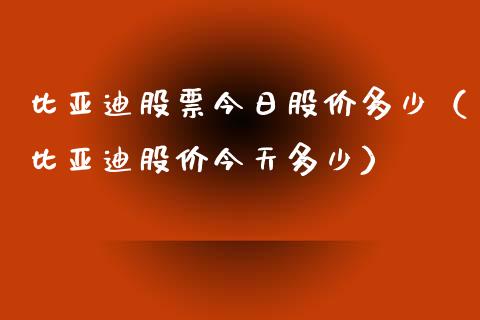 比亚迪股票今日股价多少（比亚迪股价今天多少）_https://www.kuaijiepai.net_新股新闻_第1张