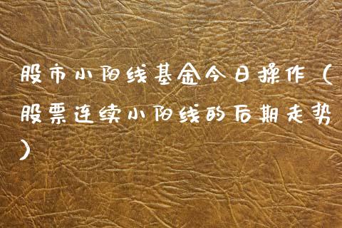 股市小阳线基金今日操作（股票连续小阳线的后期走势）_https://www.kuaijiepai.net_投资理财_第1张