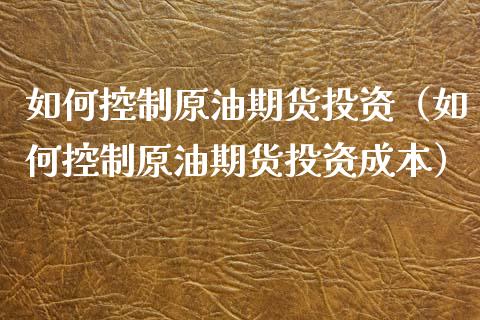 如何控制原油期货投资（如何控制原油期货投资成本）_https://www.kuaijiepai.net_国际期货_第1张