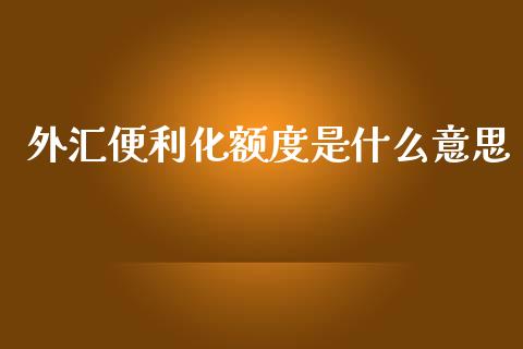 外汇便利化额度是什么意思_https://www.kuaijiepai.net_国际股建_第1张