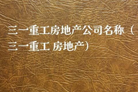 三一重工房地产公司名称（三一重工 房地产）_https://www.kuaijiepai.net_新股新闻_第1张